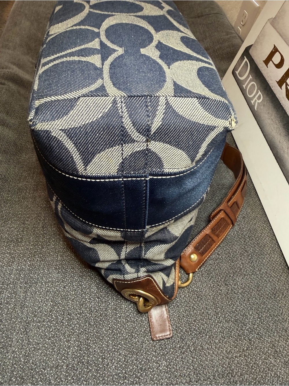 Coach Denim Signature Stripe Shoulder Hobo Bag No. C0768-11182 - Picture 7 of 12